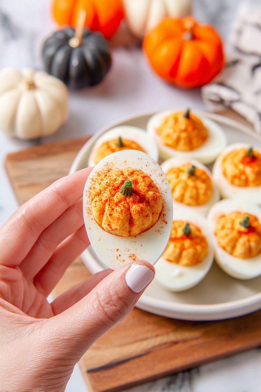 Pumpkin Deviled Eggs - Serving Suggestion