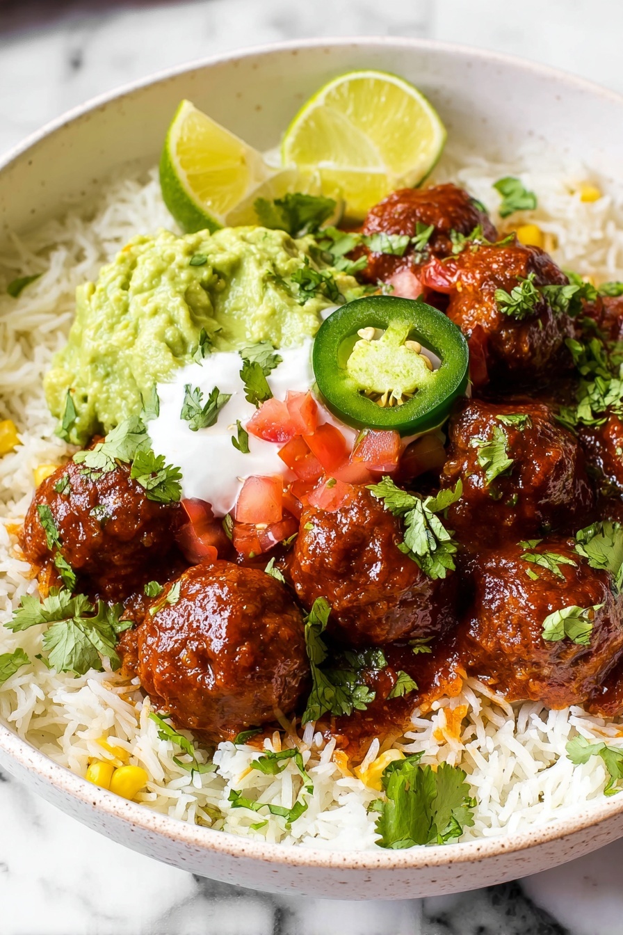 Enchilada Meatballs - Serving Suggestion