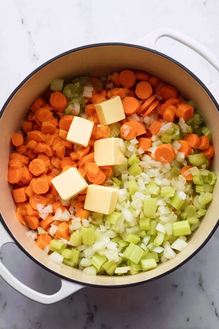 A white bowl filled with clear yellow broth soup sits on a white marbled surface. Inside the soup are soft slices of yellow potato floating on top, along with round orange carrot slices, tender pieces of light beige chicken, and thin white noodles tangled throughout. Small green herb bits are sprinkled all over the soup, adding tiny flecks of color. A silver spoon rests inside the bowl, partially submerged in the broth. The background has a soft focus of green herbs and a white cloth nearby. photo taken with an iphone --ar 2:3 --v 7