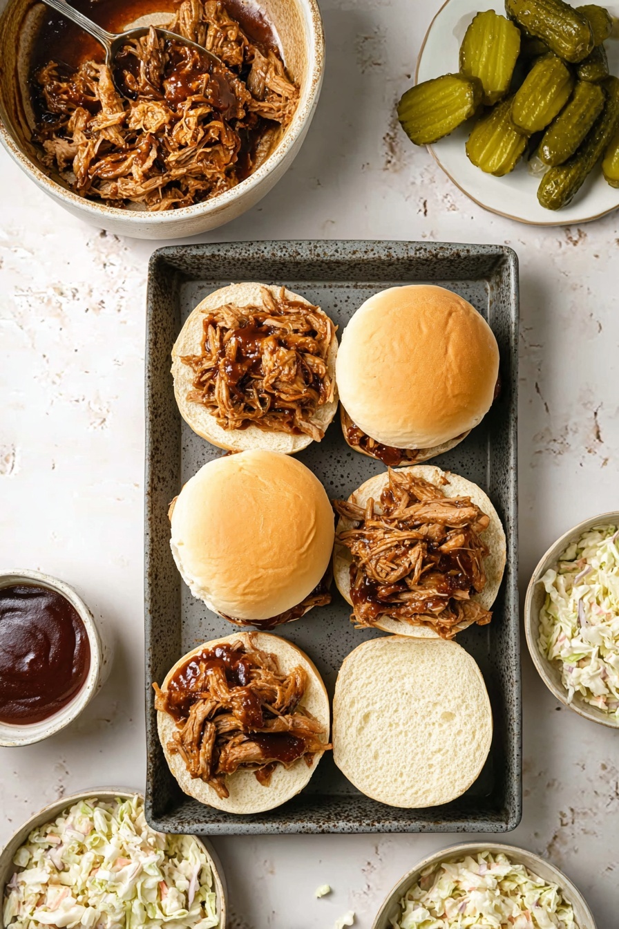 A close-up of a small sandwich held by a woman's hand with a shiny sesame seed-topped bun on top. The sandwich has three visible layers: the bottom layer is a soft, lightly toasted white bun, the middle layer is a mix of creamy coleslaw with purple and green cabbage, and the top layer is a piece of tender, light grilled chicken. The sandwich looks fresh and moist, with a slight shine on the bun, and the background shows more sandwiches blurred on a white marbled surface. Photo taken with an iphone --ar 2:3 --v 7