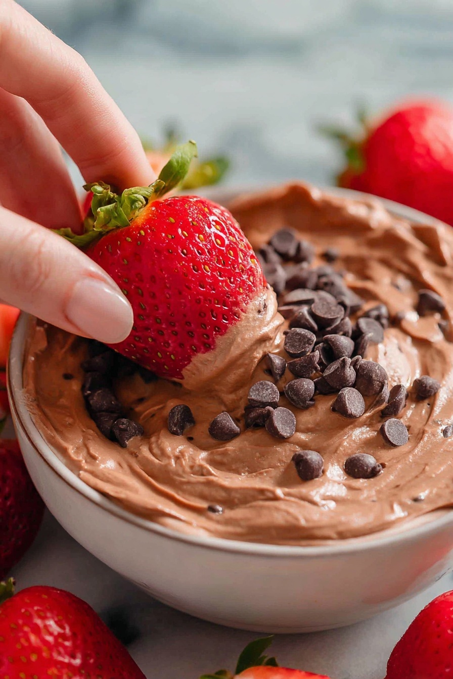 A clear glass bowl sits on a white marbled surface, containing three layers of ingredients. At the bottom is a smooth, thick layer of dark brown chocolate mousse. On top of the mousse, there is a fluffy, white whipped cream layer that covers about half of the surface. Next to the whipped cream, a pile of small, dark chocolate chips forms a dense cluster on the other half of the mousse. The bowl is viewed from above, showing the distinct textures and colors of the three layers. Photo taken with an iphone --ar 2:3 --v 7